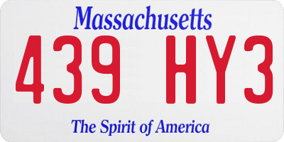 MA license plate 439HY3