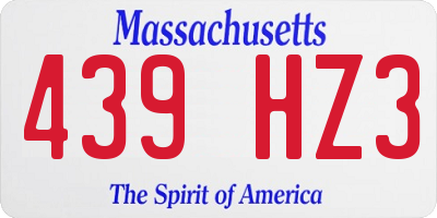 MA license plate 439HZ3