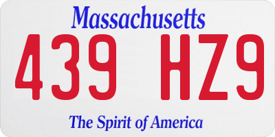 MA license plate 439HZ9