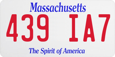 MA license plate 439IA7