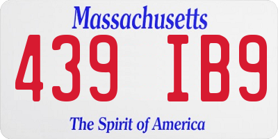 MA license plate 439IB9