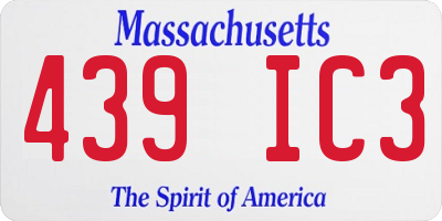 MA license plate 439IC3
