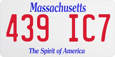 MA license plate 439IC7