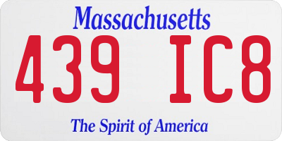 MA license plate 439IC8