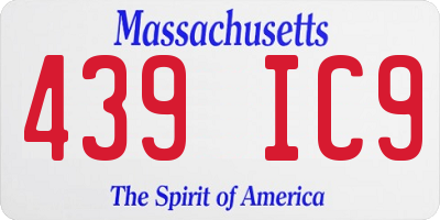 MA license plate 439IC9