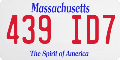 MA license plate 439ID7