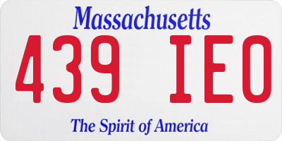 MA license plate 439IE0