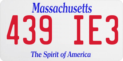 MA license plate 439IE3