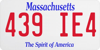 MA license plate 439IE4