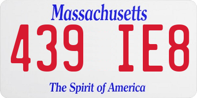 MA license plate 439IE8