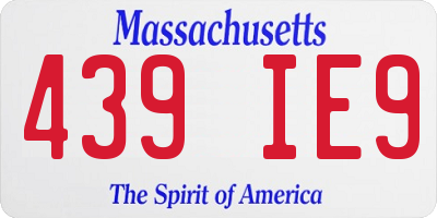 MA license plate 439IE9
