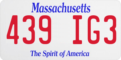 MA license plate 439IG3
