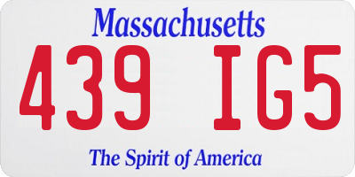 MA license plate 439IG5