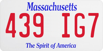 MA license plate 439IG7