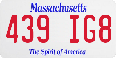 MA license plate 439IG8