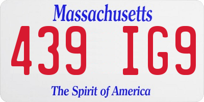 MA license plate 439IG9