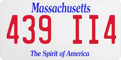 MA license plate 439II4