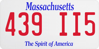 MA license plate 439II5