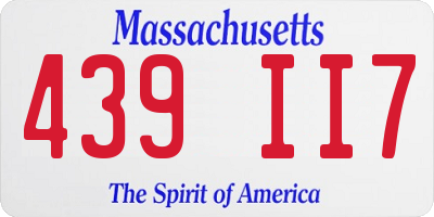 MA license plate 439II7