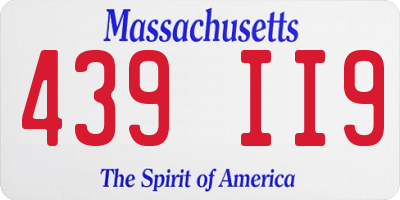 MA license plate 439II9