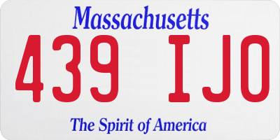 MA license plate 439IJ0