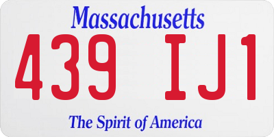 MA license plate 439IJ1