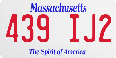 MA license plate 439IJ2
