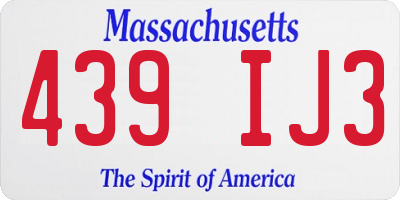 MA license plate 439IJ3