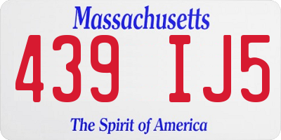 MA license plate 439IJ5