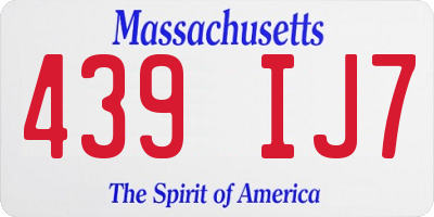 MA license plate 439IJ7