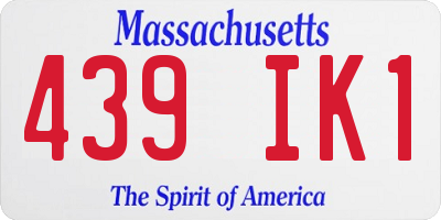 MA license plate 439IK1