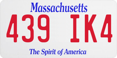 MA license plate 439IK4