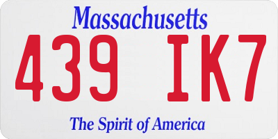 MA license plate 439IK7