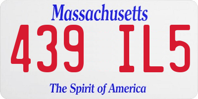 MA license plate 439IL5