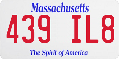MA license plate 439IL8