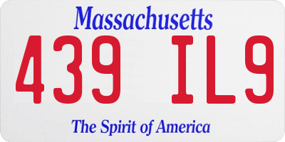MA license plate 439IL9