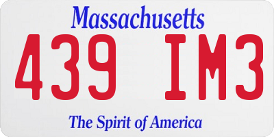 MA license plate 439IM3