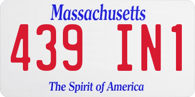 MA license plate 439IN1
