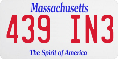 MA license plate 439IN3