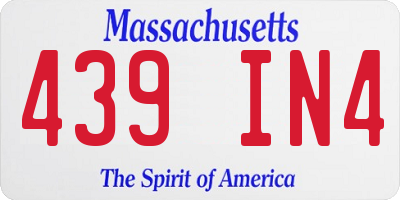 MA license plate 439IN4