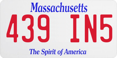 MA license plate 439IN5