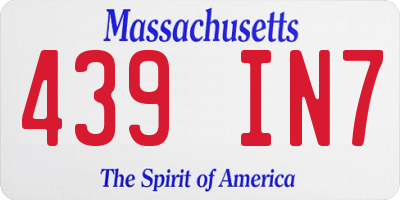 MA license plate 439IN7