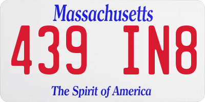 MA license plate 439IN8