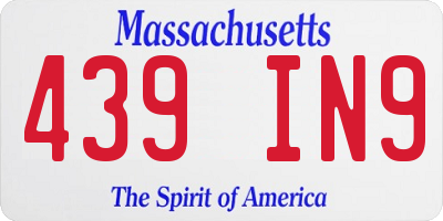 MA license plate 439IN9