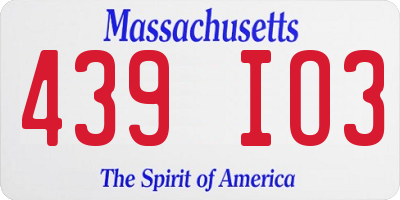 MA license plate 439IO3