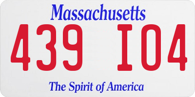 MA license plate 439IO4