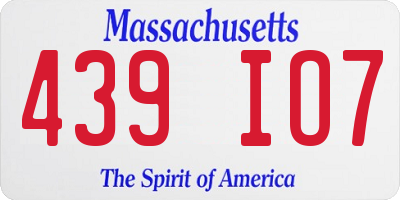 MA license plate 439IO7