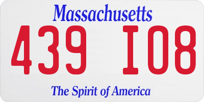 MA license plate 439IO8