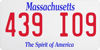 MA license plate 439IO9