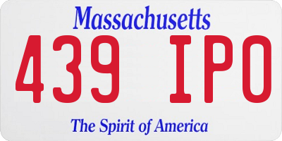 MA license plate 439IP0